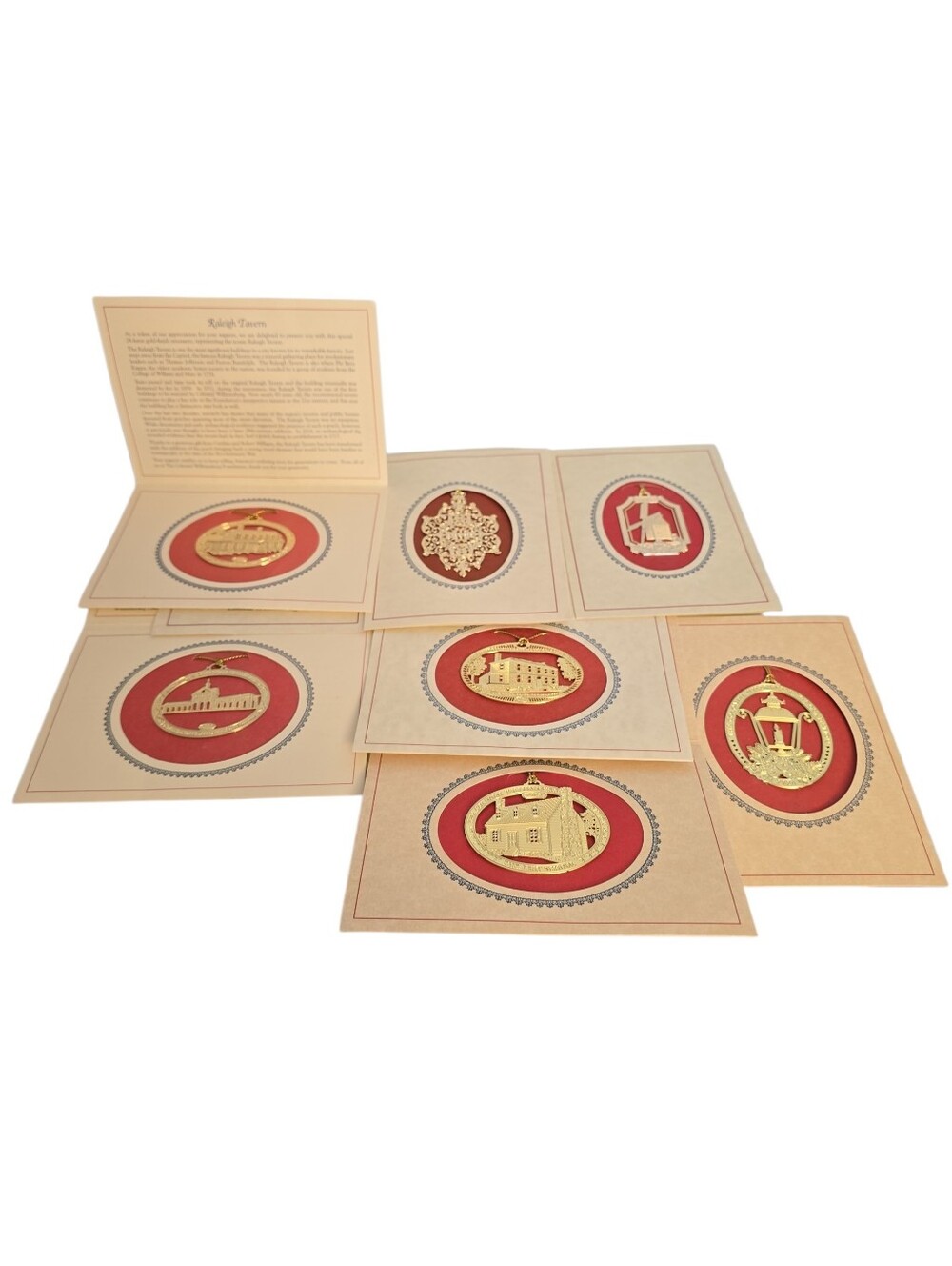 Lot of 7 Colonial Williamsburg Gold Finished Christmas Ornaments * READ*